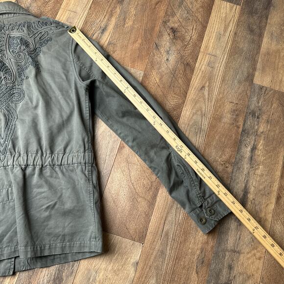 See By Chloe Paris Denim Jacket Women's Size 10 Green Boho Hippie Embroidered - Picture 9 of 11